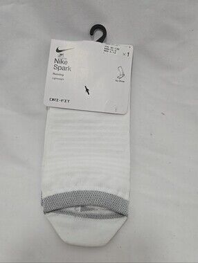 NWT Nike Spark Running Lightweight Dri-fit Crew Socks White Women Youth 1Pr